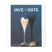 Save the Date mit goldfarbenen Ringen Notizblock (Vorderseite)