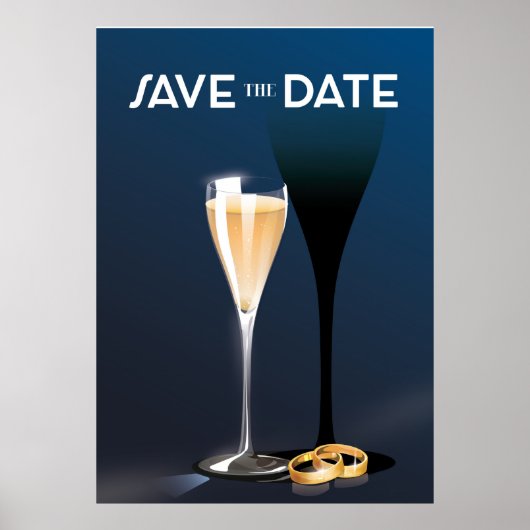 Save the Date mit goldfarbenen Ringen Poster (Vorne)