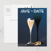 Save the Date mit goldfarbenen Ringen Postkarte (Vorne/Hinten)