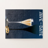 Save the Date mit goldfarbenen Ringen Puzzle (Horizontal)
