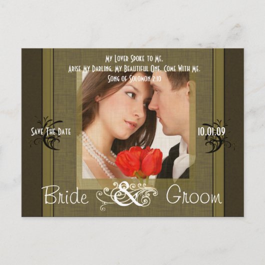 Save the Date mit Ihrem Foto Ankündigungspostkarte (Vorderseite)