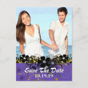 Save the Date mit IHREM Foto - Gelb und Lilac Ankündigungspostkarte