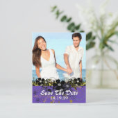 Save the Date mit IHREM Foto - Gelb und Lilac Ankündigungspostkarte (Stehend Vorderseite)