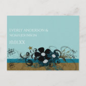 Save the Date mit IHREM Foto Kupfer und Blau Ankündigungspostkarte (Rückseite)