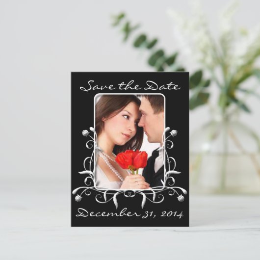 Save the Date mit Ihren Fotos Ankündigungspostkarte (Stehend Vorderseite)