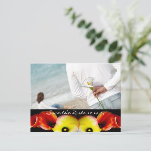 Save the Date mit Ihren Fotos Ankündigungspostkarte (Stehend Vorderseite)