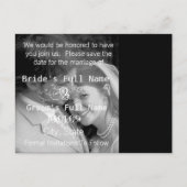 Save the Date mit Ihren Fotos Ankündigungspostkarte (Rückseite)