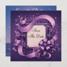 Save the Date mit Lila Ribbons