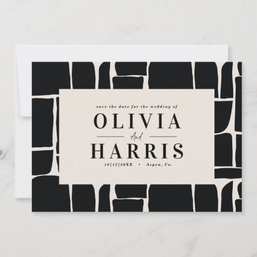 Save the Date mit minimaler Grafik Schwarz/Weiß Einladung (Vorderseite)
