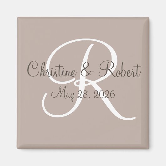 Save the Date mit Monogramm Magnet (Vorne)