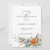 Save the Date mit Orange und Blumen (Vorderseite)