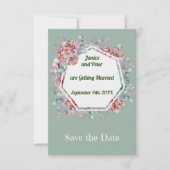 Save the Date mit Peach & Green Floral Framing (Vorderseite)