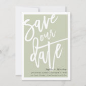 SAVE THE DATE mit Pinselstrich und Schrift grün Einladung (Vorderseite)