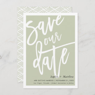 SAVE THE DATE mit Pinselstrich und Schrift grün Einladung