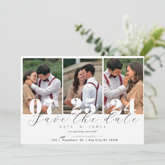 Save the Date mit QR-Code Einladung (Stehend Vorderseite)