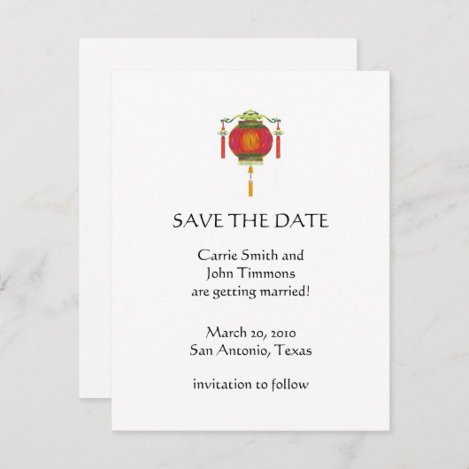 Save the Date mit Red Asian Lantern (Vorne/Hinten)