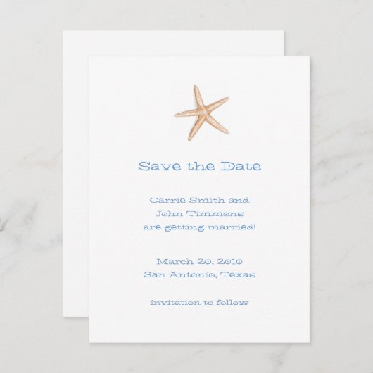 Save the Date mit Starfish (Vorne/Hinten)