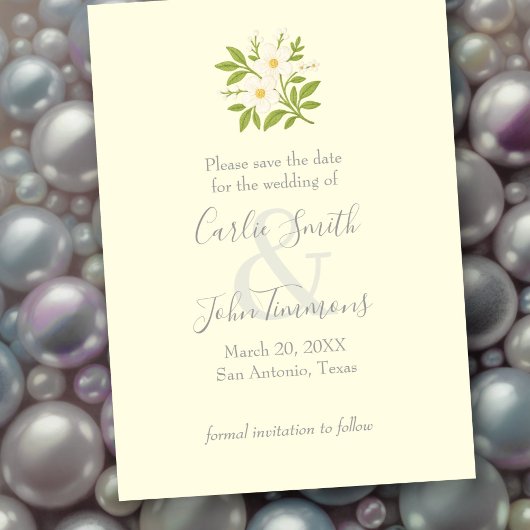 Save the Date mit weißen Blume