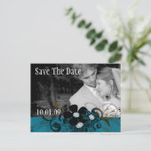 Save the Date mit YOUR Foto DeepBlue Ankündigungspostkarte (Stehend Vorderseite)