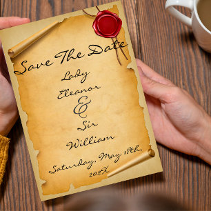 Save The Date Mittelalterliche Pergamentrolle Rots