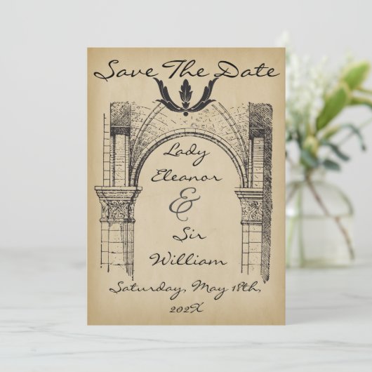 Save the Date mittelalterliche Renaissance-Imitate (Stehend Vorderseite)