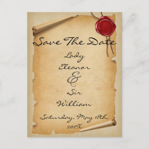 Save the Date mittelalterliches Siegel Postkarte