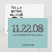 Save the Date modern! Ankündigungspostkarte (Vorne/Hinten)