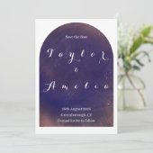 Save the Date Modern Boho Arch Lila einladen (Stehend Vorderseite)