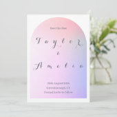 Save the Date Modern Boho Arch Pink Lilac (Stehend Vorderseite)