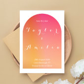 Save the Date Modern Boho Arch Pink Orange Einladu