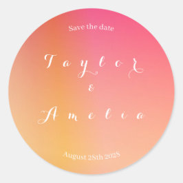 Save the Date Modern Sunset Ombre Runder Aufkleber
