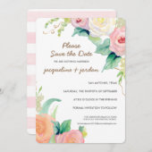 Save the Date Moderne Aquarellblumen-Rose Einladung (Vorne/Hinten)