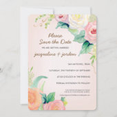 Save the Date Moderne Aquarellblumen-Rose Einladung (Vorderseite)