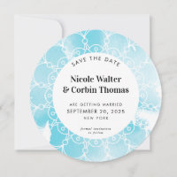 SAVE THE DATE moderne boho mandala Aqua Aqua Aquar