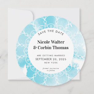 SAVE THE DATE moderne boho mandala Aqua Aqua Aquar Einladung