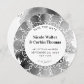 SAVE THE DATE moderne boho mandala graue Wasserfar Einladung (Vorne/Hinten)
