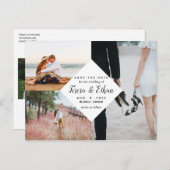 Save the Date moderne Diamond-Multifoto-Collage Postkarte (Vorne/Hinten)