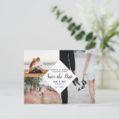Save the Date Moderne, elegante Multi-Foto Collage Postkarte (Stehend Vorderseite)