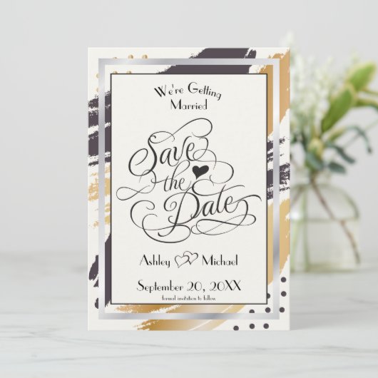 Save the Date Moderne Farbstiche und Typografie (Stehend Vorderseite)