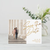 Save the Date Moderne Gold-Glitzer-Spalte Einladung (Stehend Vorderseite)