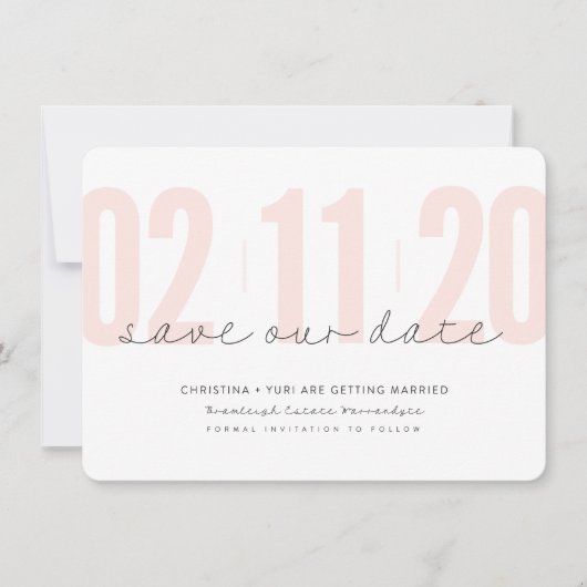 SAVE THE DATE moderne große Zahlen rosa Schwarz Einladung (Vorderseite)