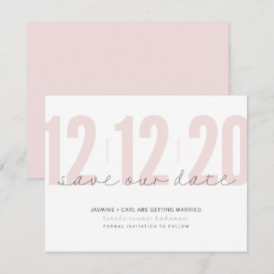 SAVE THE DATE moderne große Zahlen rosa Schwarz Einladung
