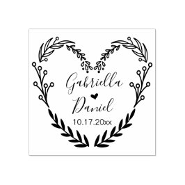 Save the Date, moderne Heart Leafframe Gummistempel