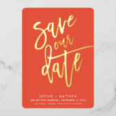 SAVE THE DATE moderne Kalligraphie Folieneinladung (Vorderseite)