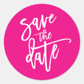 SAVE THE DATE moderne Kalligraphie-Schrift heiß ro Runder Aufkleber (Vorderseite)