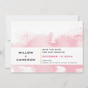 SAVE THE DATE moderne minimale Aquarellfarbe pink