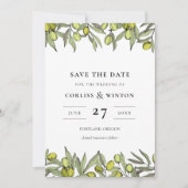Save the Date moderne Olivenzweige Einladung (Vorderseite)