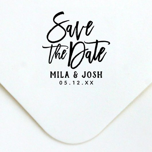 Save the Date Moderne Pinselschrift benutzerdefini Permastempel