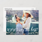 Save the Date moderne Pinselschrift binden den Kno Postkarte (Vorne/Hinten)