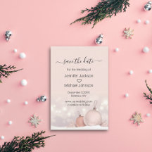 Save the Date moderne, rosa Weihnachtsschmuckkarte